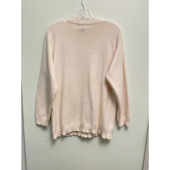 Vintage Napa Valley Womens Sweater Large White Beaded Patchwork Grannycore 80s - Picture 5 of 9